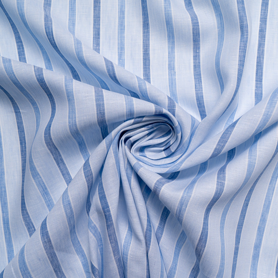Two-Tone Blue & White Striped Handkerchief Linen