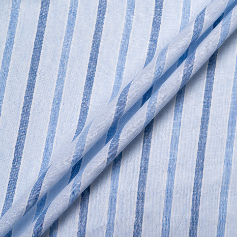 Two-Tone Blue & White Striped Handkerchief Linen