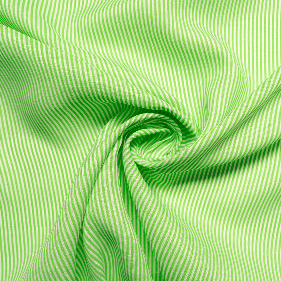 Bright Green & White Striped Handkerchief Linen