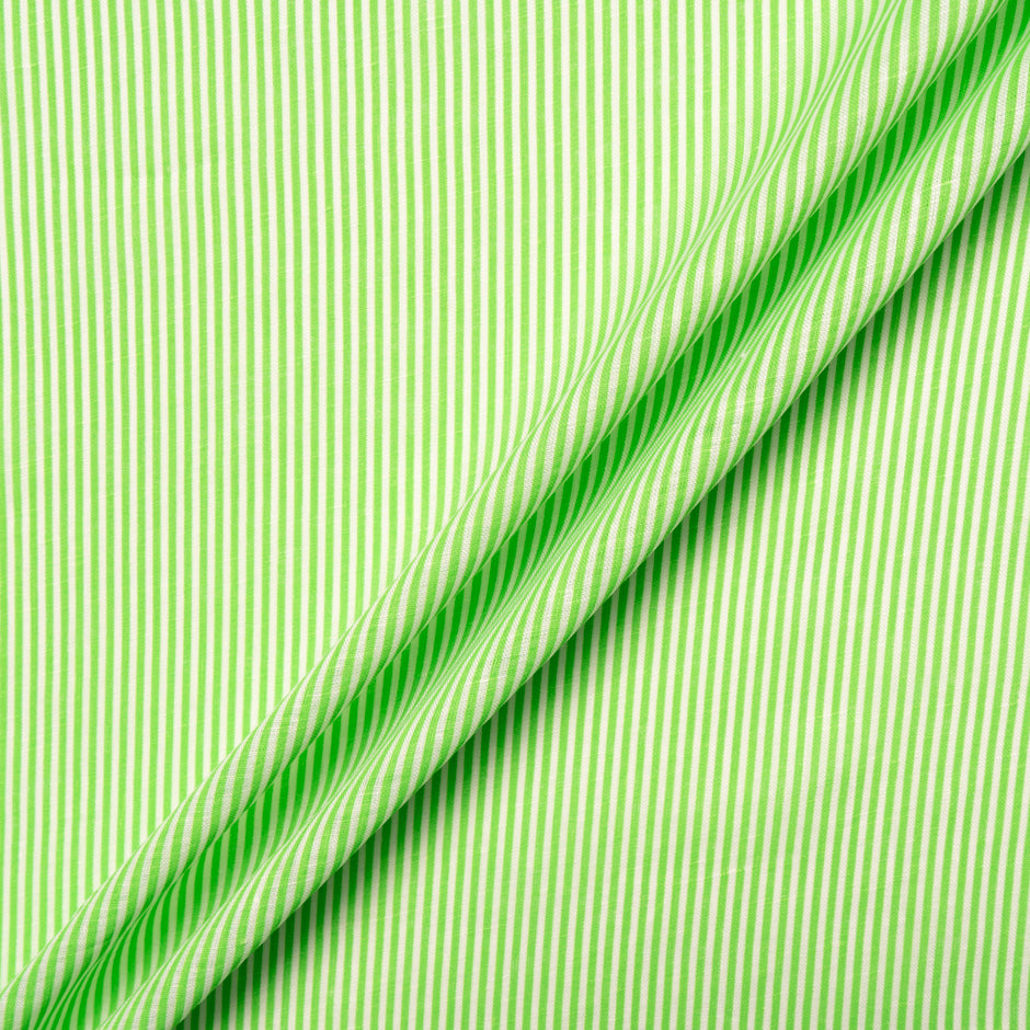 Bright Green & White Striped Handkerchief Linen