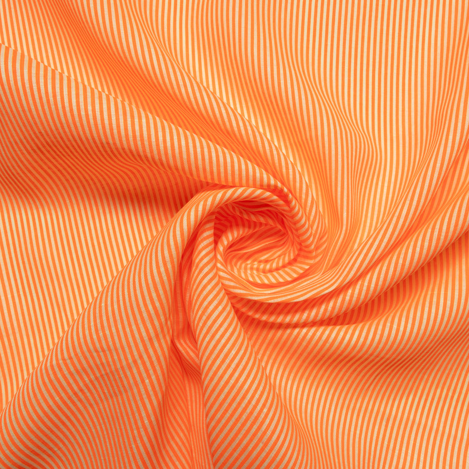 Fluorescent Orange Striped Handkerchief Linen
