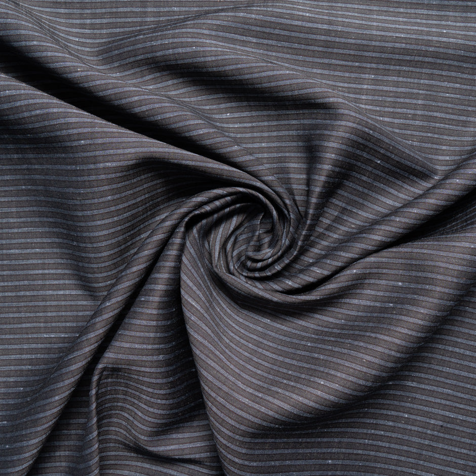 Grey Striped Brown Wool, Silk & Linen Blend