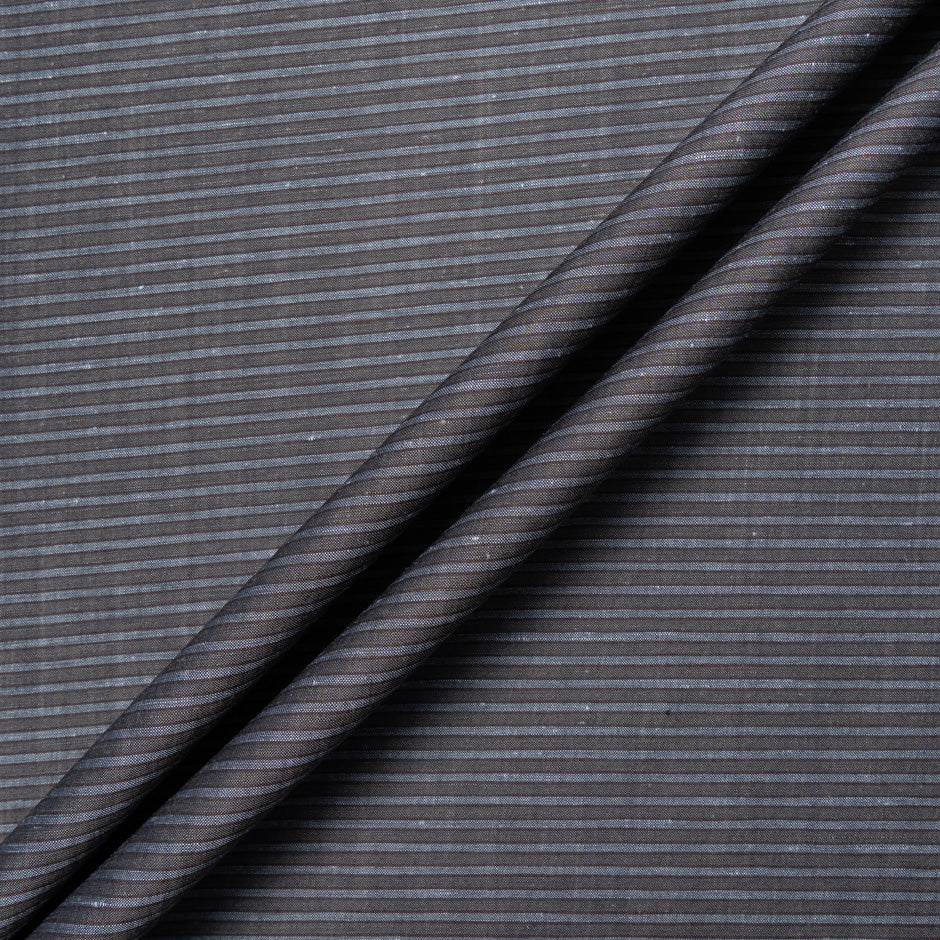 Grey Striped Brown Wool, Silk & Linen Blend