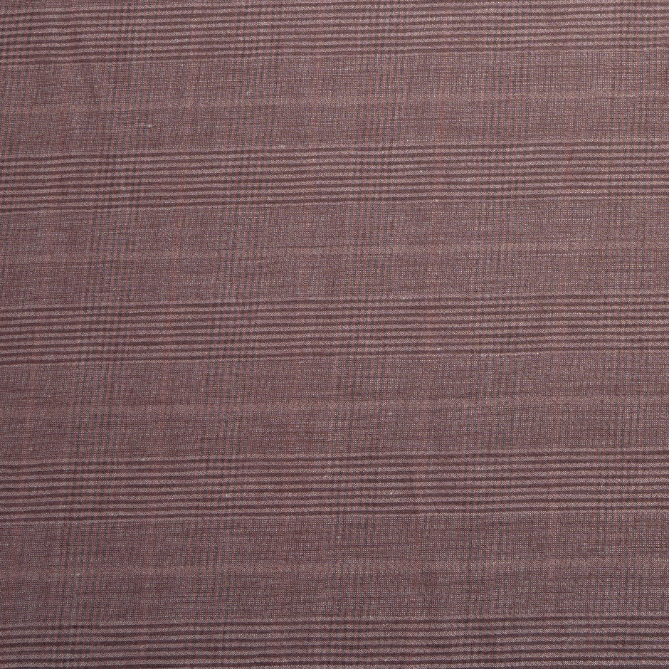 Burnt Red Checkered Wool, Silk & Linen Blend
