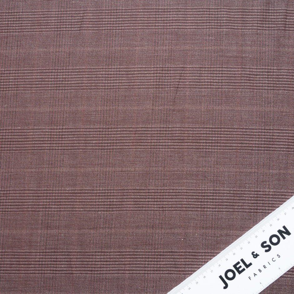 Burnt Red Checkered Wool, Silk & Linen Blend