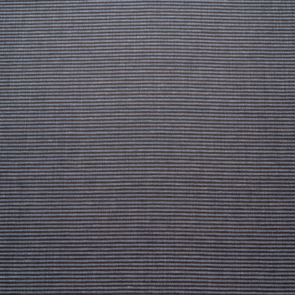 Black Striped Grey Wool, Silk & Linen Blend