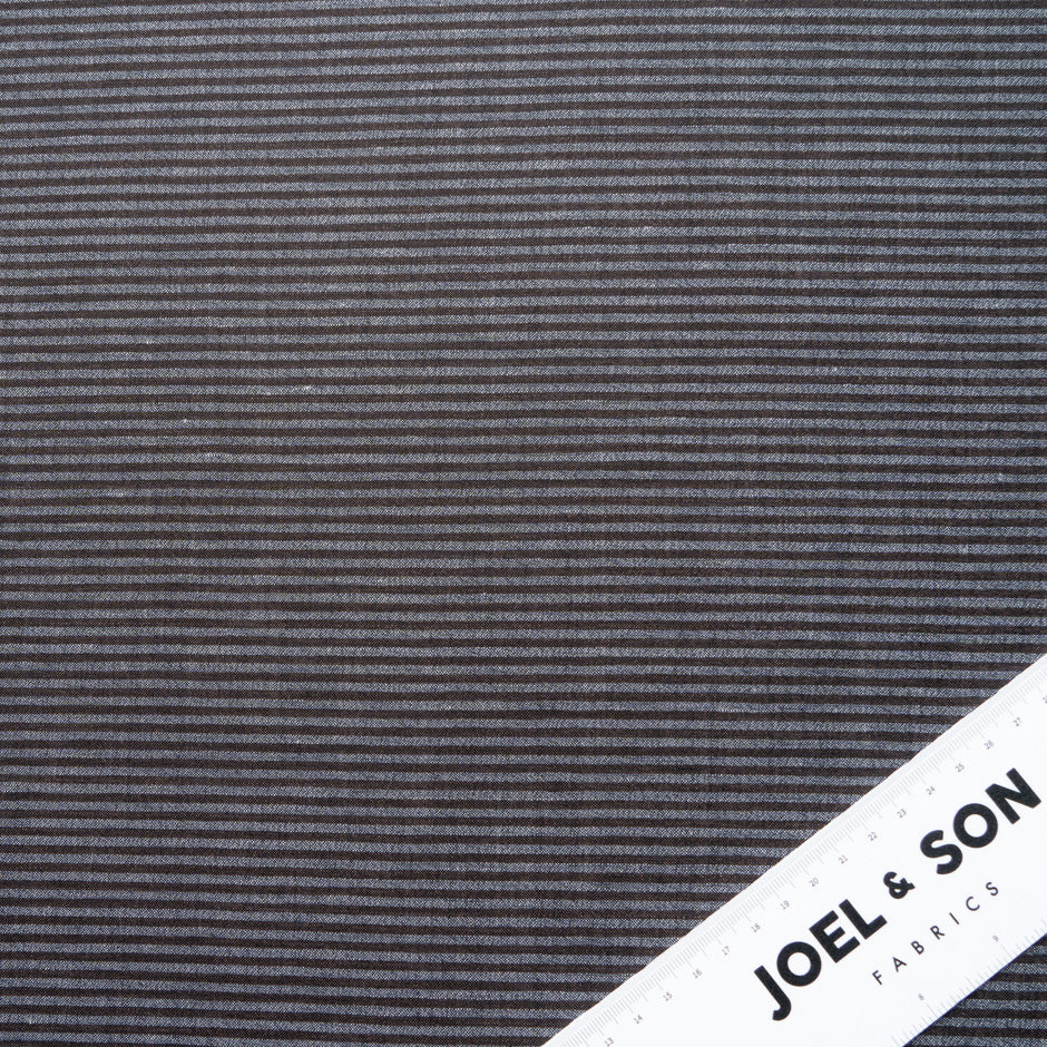 Black Striped Grey Wool, Silk & Linen Blend