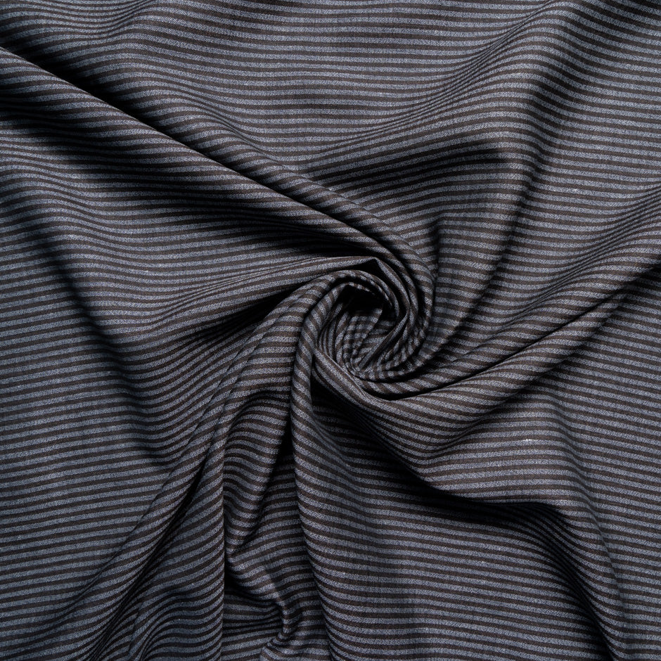Black Striped Grey Wool, Silk & Linen Blend