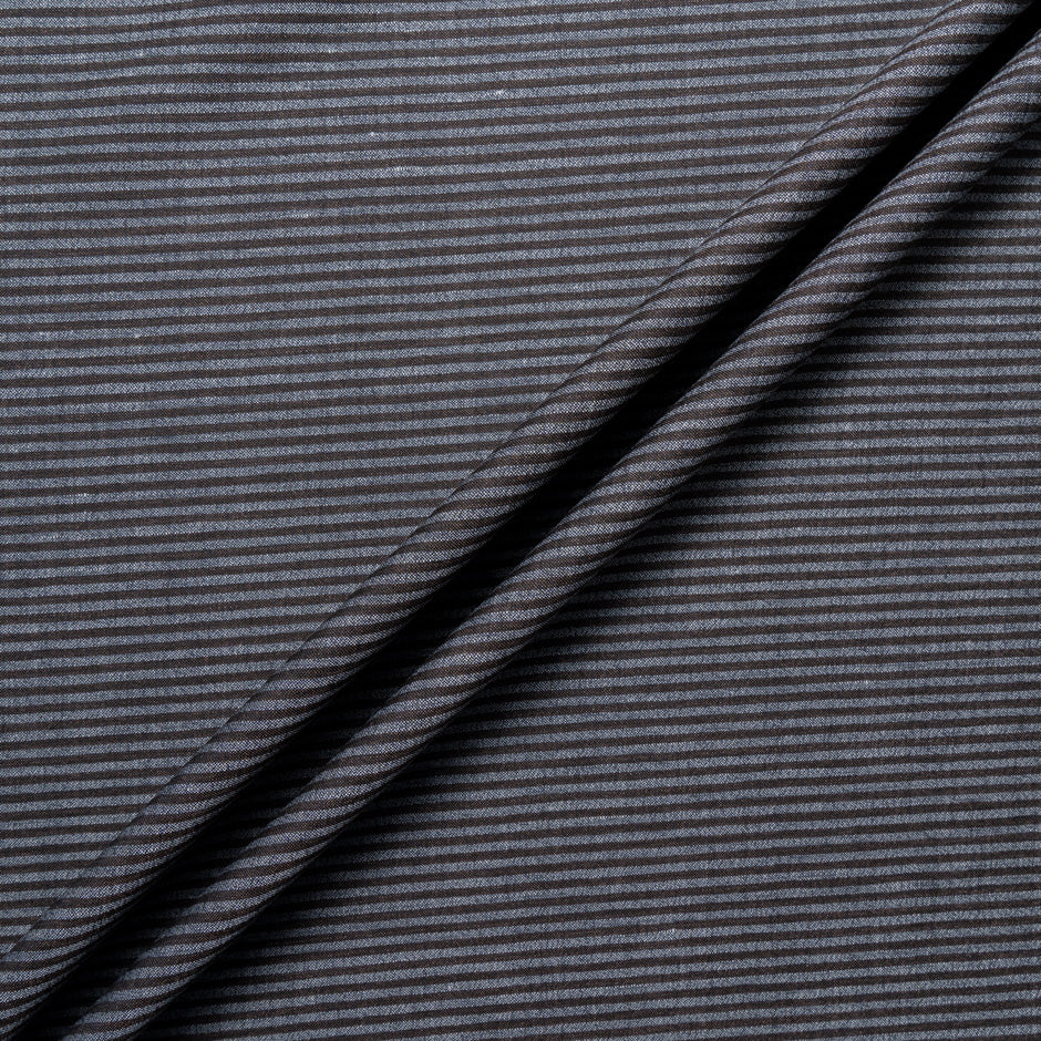 Black Striped Grey Wool, Silk & Linen Blend