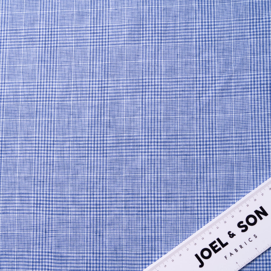 Rich Blue Prince of Wales Checkered Linen