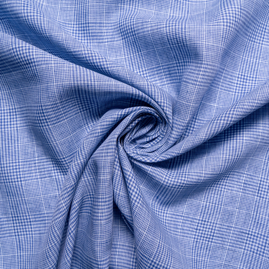 Rich Blue Prince of Wales Checkered Linen