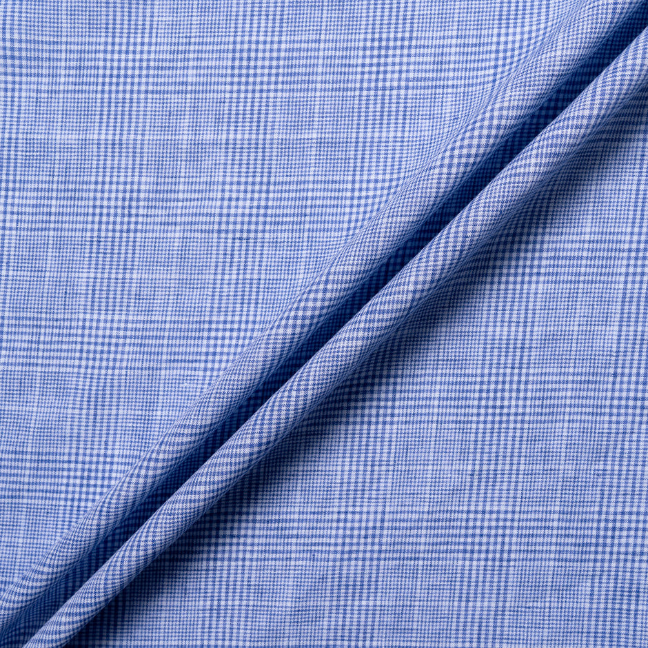 Rich Blue Prince of Wales Checkered Linen