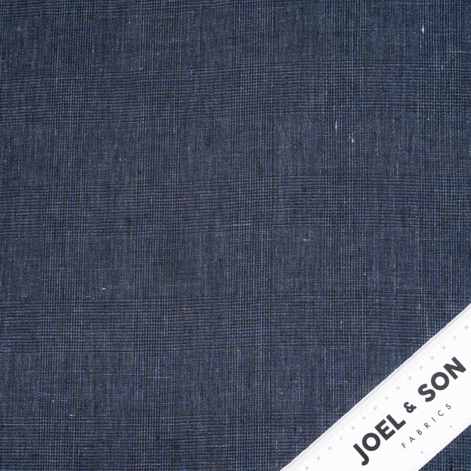 Midnight Blue Prince of Wales Checkered Pure Linen