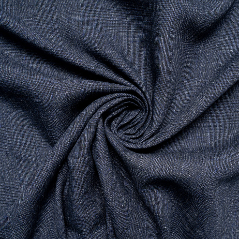 Midnight Blue Prince of Wales Checkered Pure Linen