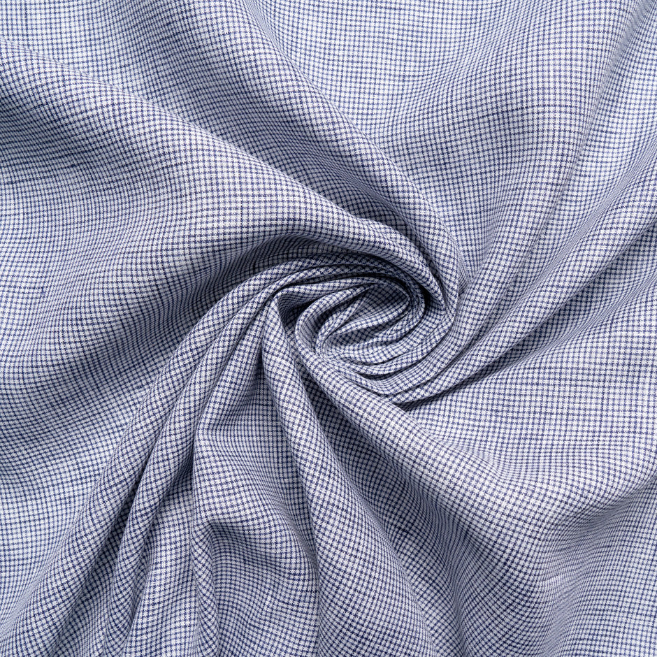 Navy Blue Dogtooth Patterned Linen