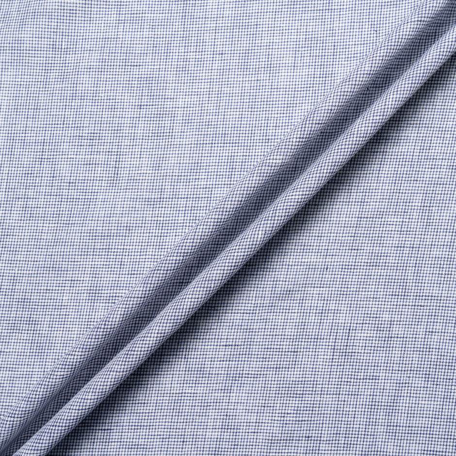 Navy Blue Dogtooth Patterned Linen