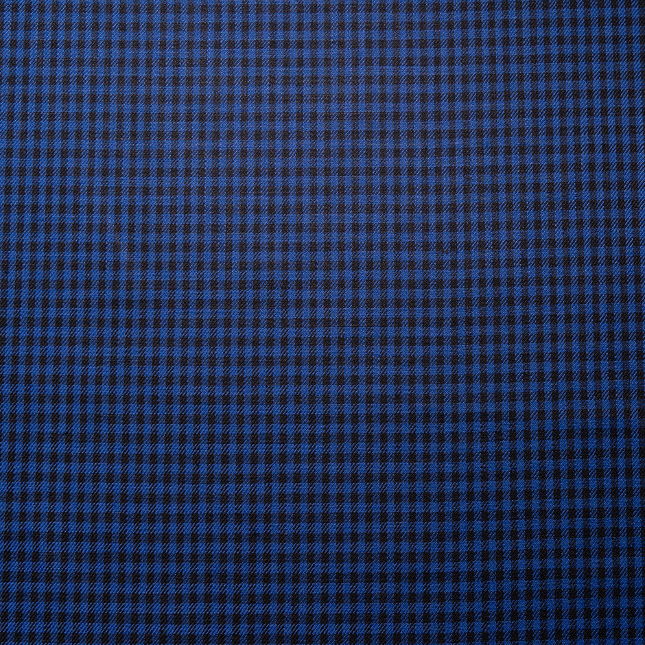 Royal Blue & Black Checkered Pure Linen