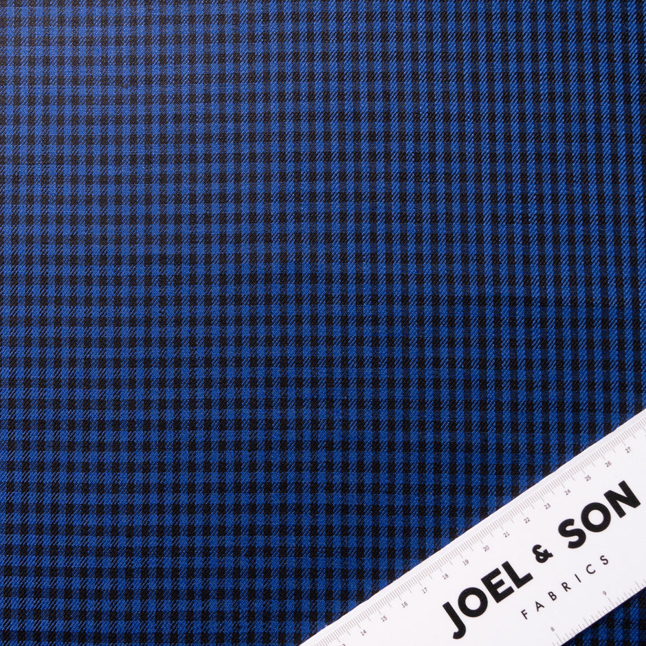 Royal Blue & Black Checkered Pure Linen