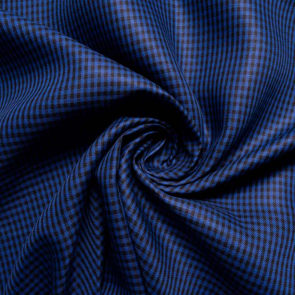 Royal Blue & Black Checkered Pure Linen