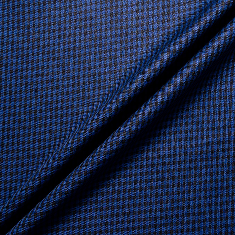 Royal Blue & Black Checkered Pure Linen