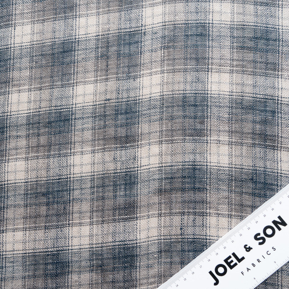 Beige & Blue Prince of Wales Check Linen