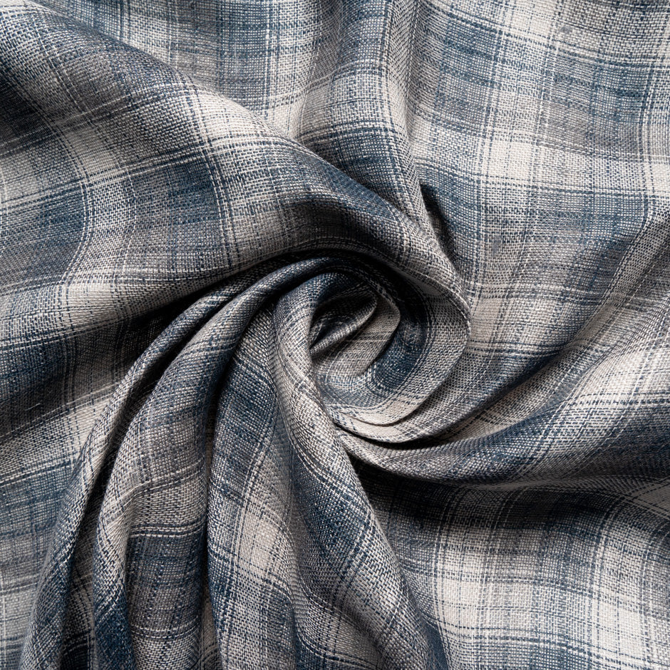 Beige & Blue Prince of Wales Check Linen