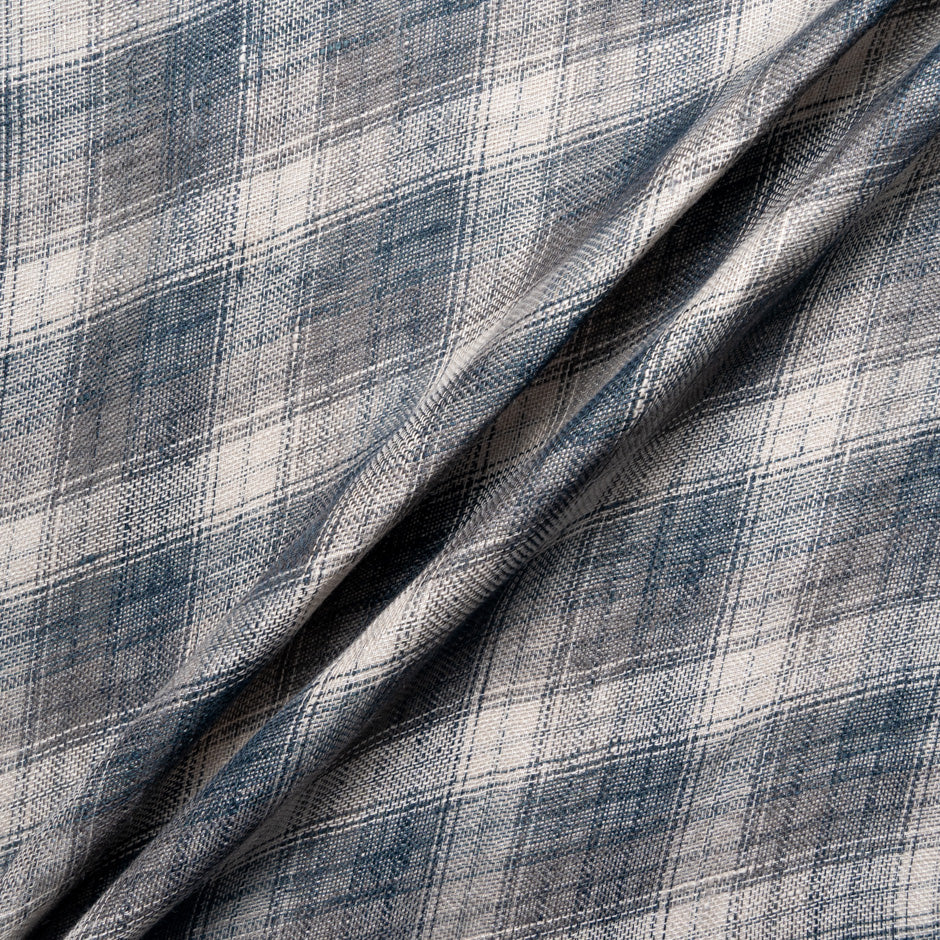 Beige & Blue Prince of Wales Check Linen