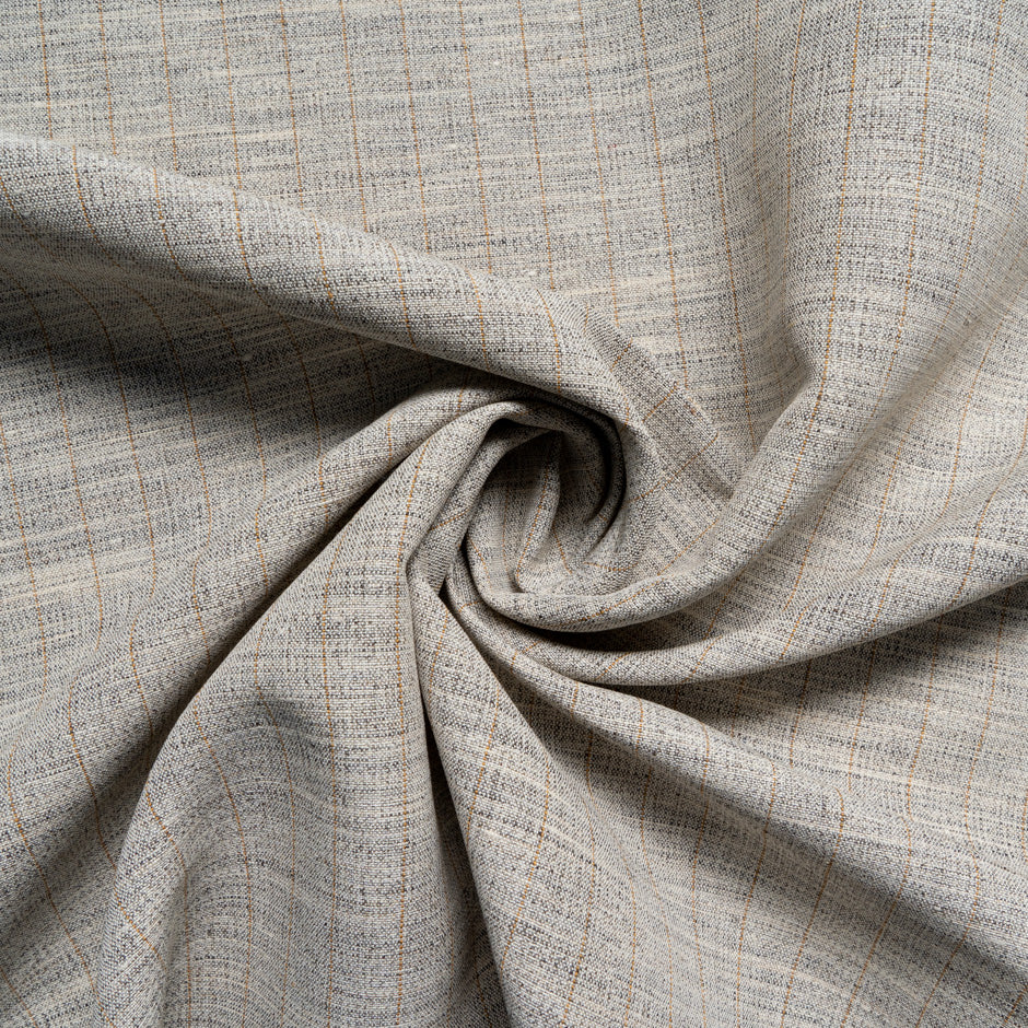 Oatmeal Striped Linen & Cotton Blend