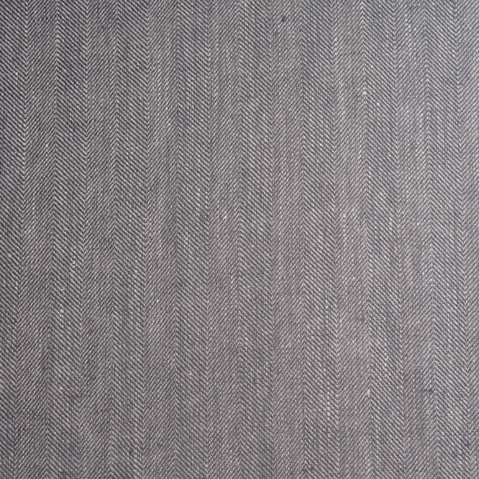 Elephant Grey Herringbone Pure Linen