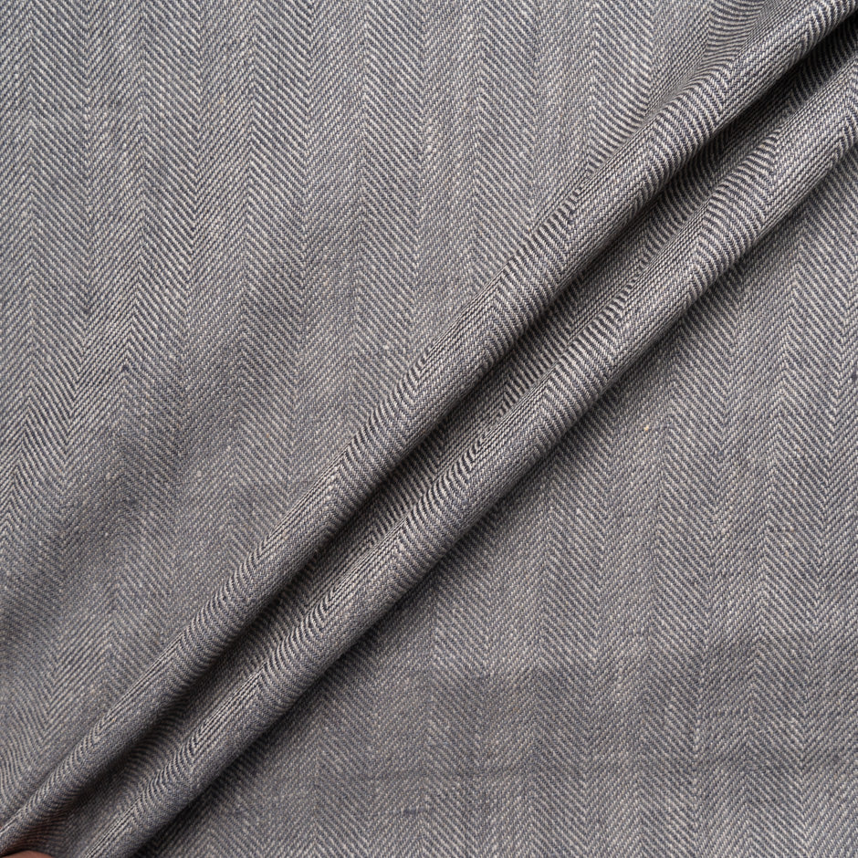 Elephant Grey Herringbone Pure Linen