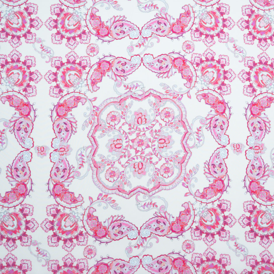 Candy Pink Patterned Pure Silk Twill