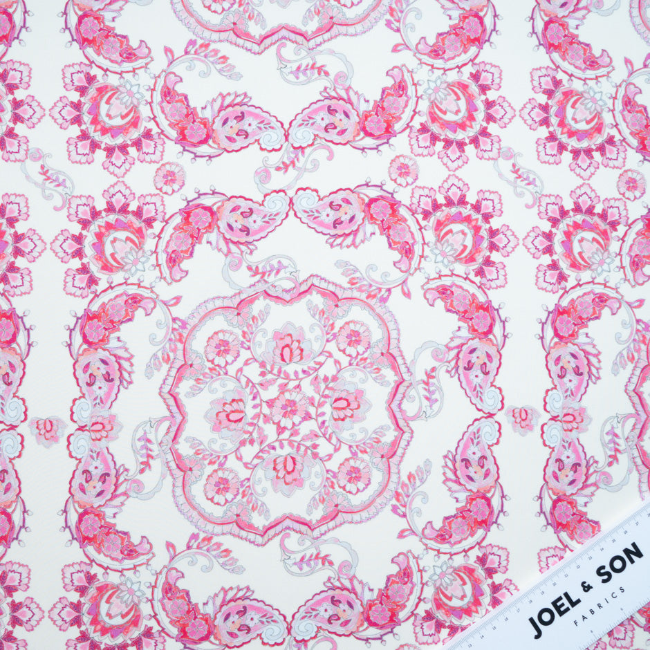 Candy Pink Patterned Pure Silk Twill