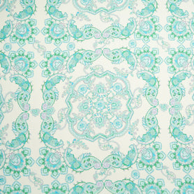 Mint Green Patterned Pure Silk Twill