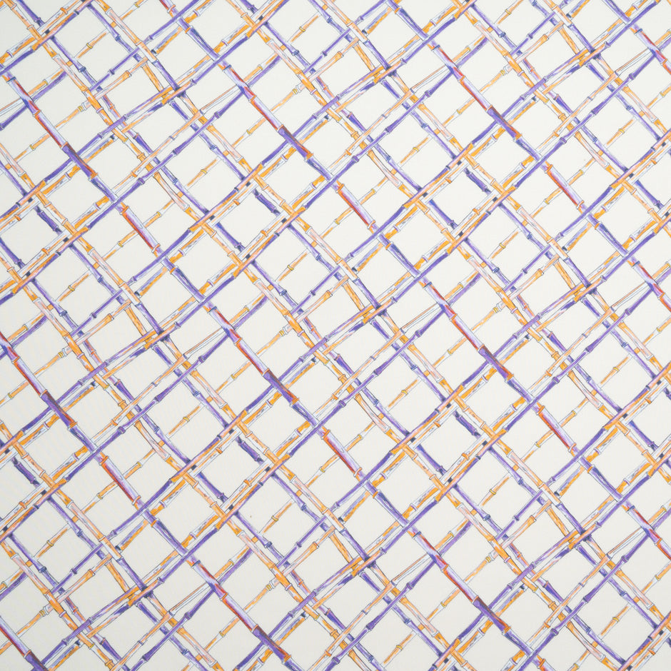 Yellow & Purple 'Bamboo' Printed Silk Twill