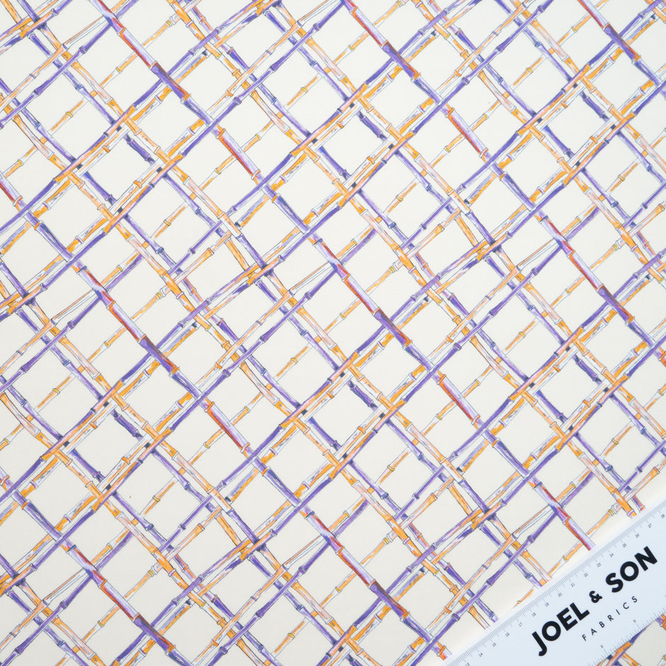 Yellow & Purple 'Bamboo' Printed Silk Twill