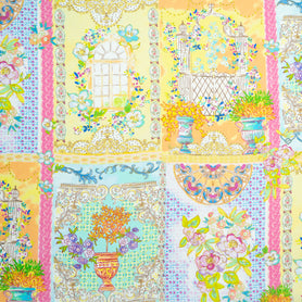 Patchwork Printed Yellow Pure Silk Twill