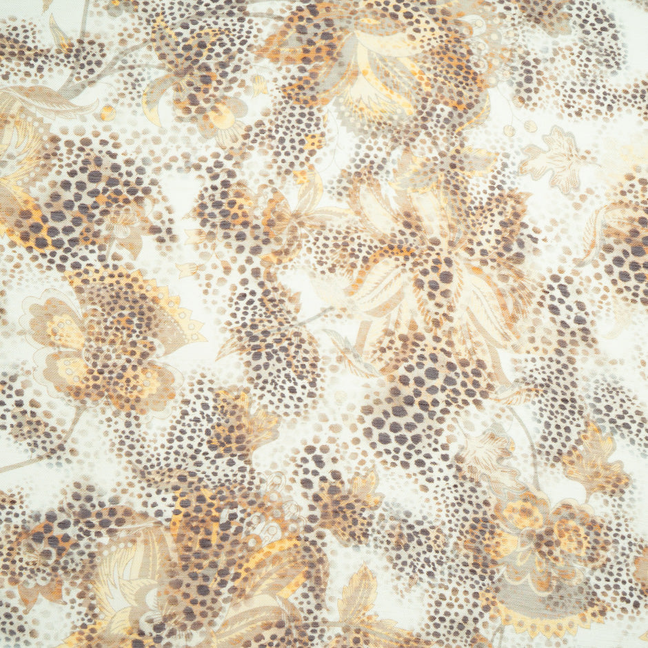 Brown Animal Printed Linen & Silk Blend