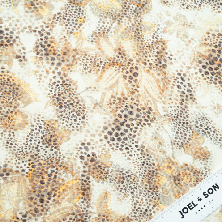 Brown Animal Printed Linen & Silk Blend