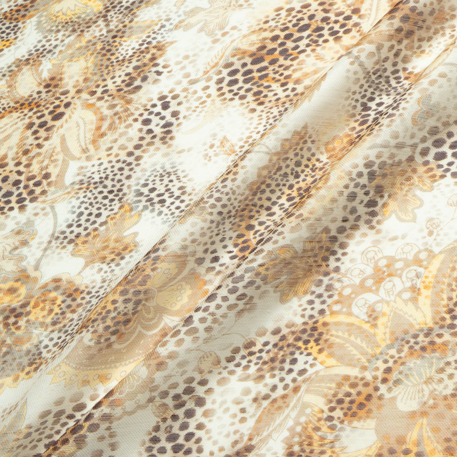 Brown Animal Printed Linen & Silk Blend