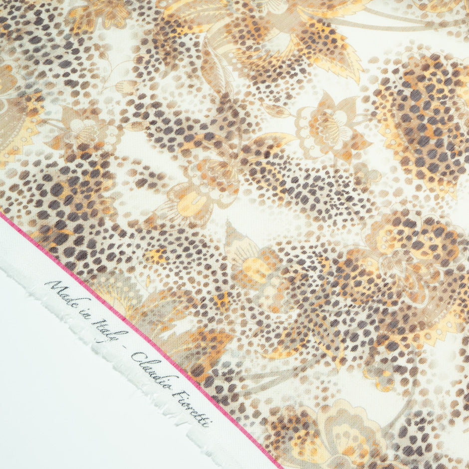 Brown Animal Printed Linen & Silk Blend