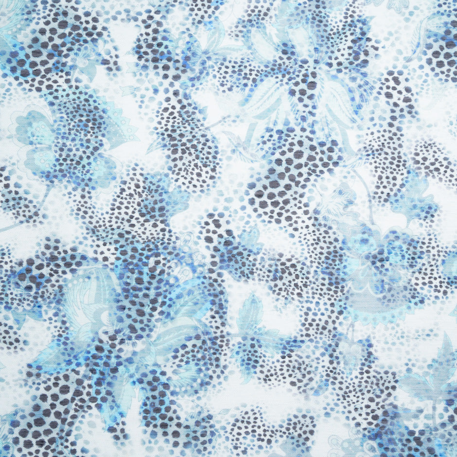 Blue Animal Printed Linen & Silk Blend