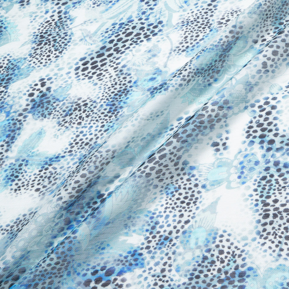 Blue Animal Printed Linen & Silk Blend