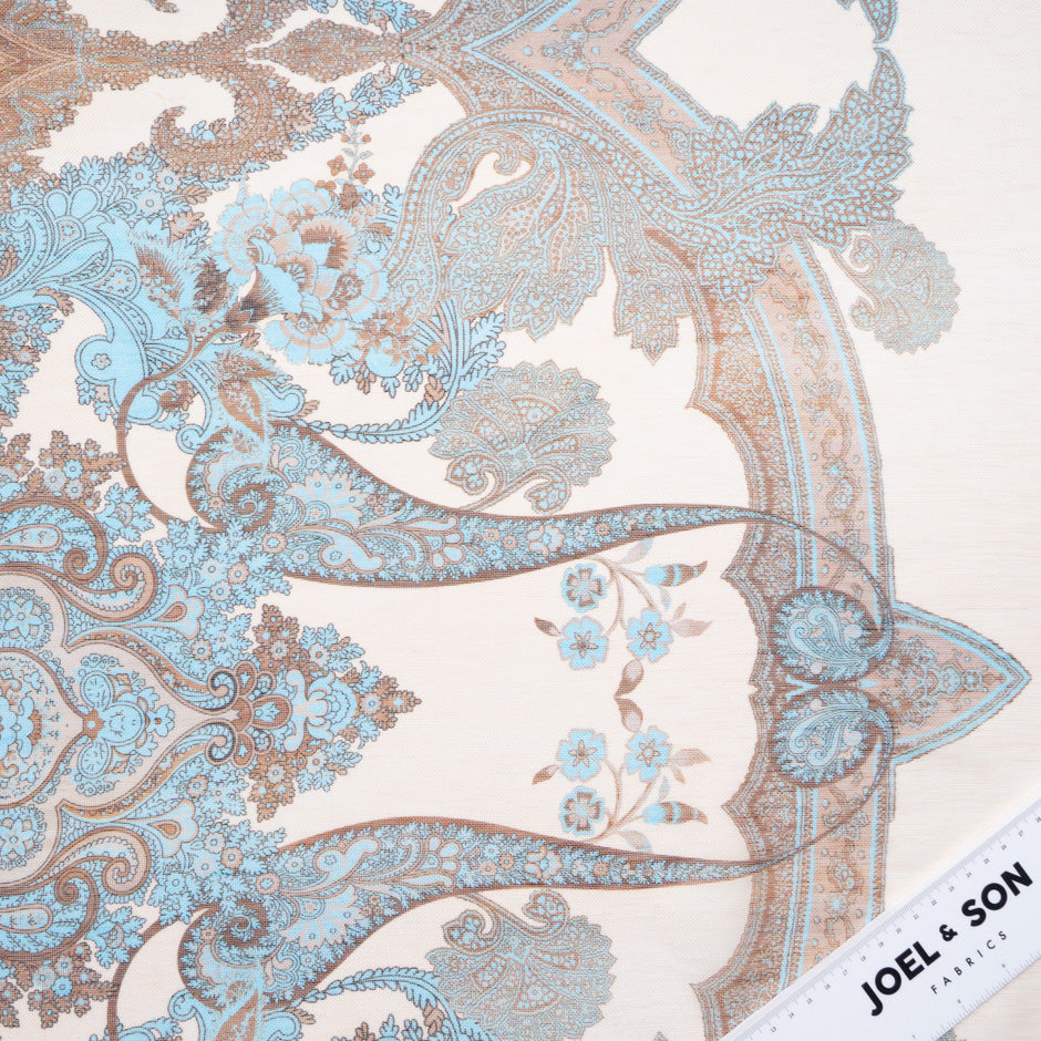 Multi Paisley Printed Linen & Silk Blend