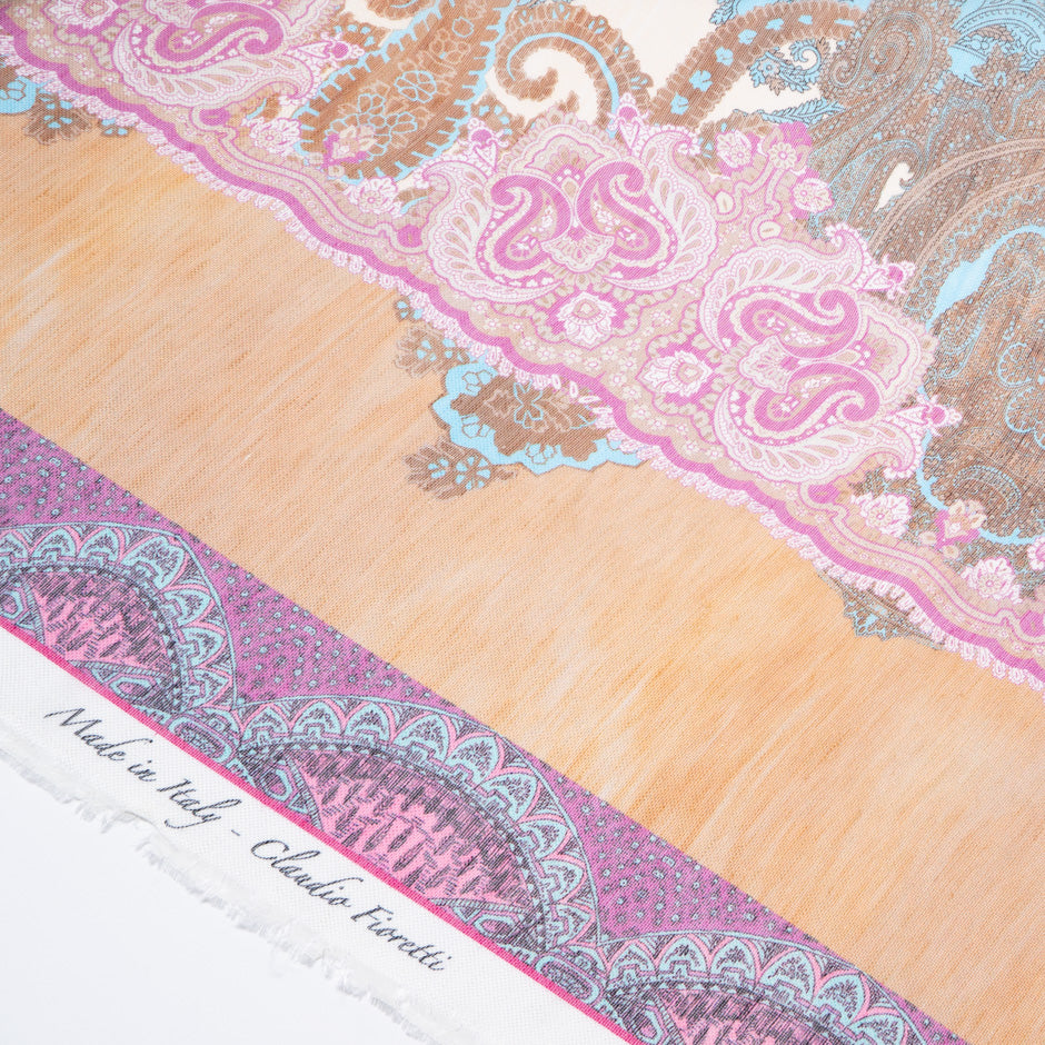 Multi Paisley Printed Linen & Silk Blend