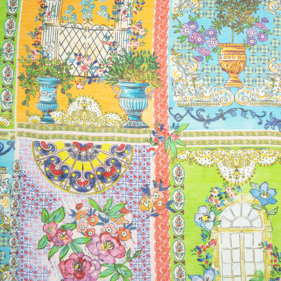 Patchwork Printed Linen & Silk Blend