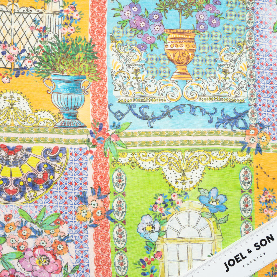Patchwork Printed Linen & Silk Blend