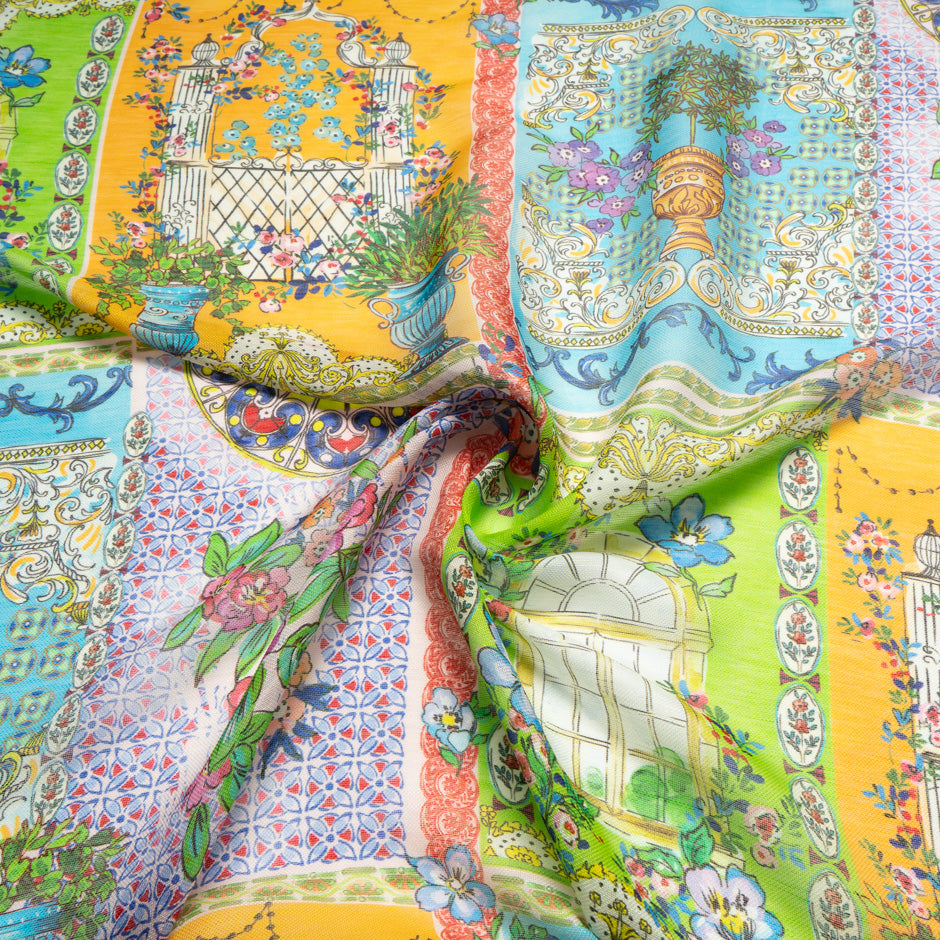 Patchwork Printed Linen & Silk Blend