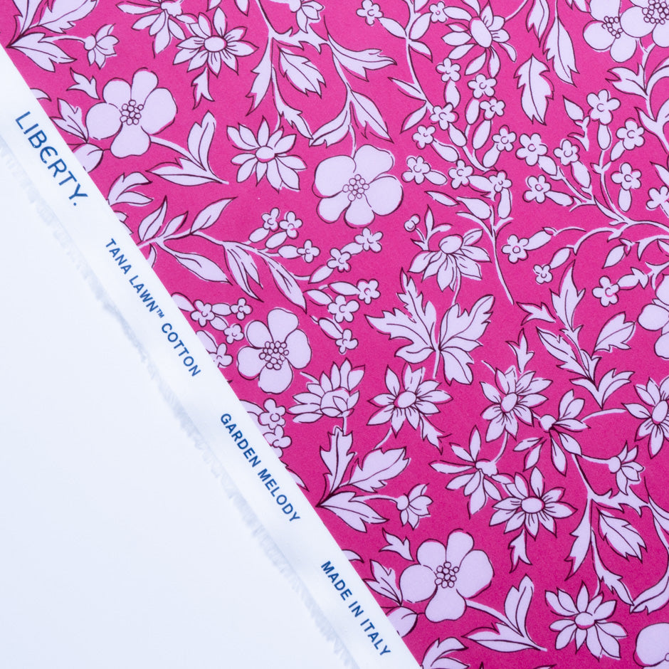 Fuchsia 'Callie Meadow' Liberty Cotton Tana Lawn