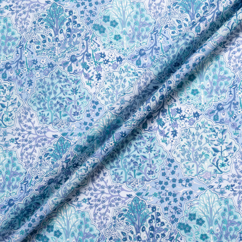 Blue 'Aspley Tile' Liberty Cotton Tana Lawn