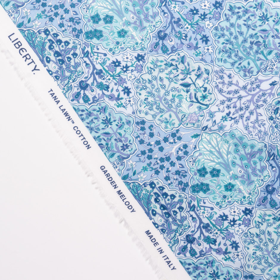 Blue 'Aspley Tile' Liberty Cotton Tana Lawn